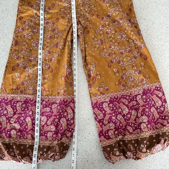 New Free People Bali Albright Boho Paisley Jumpsuit In Gold Combo M - Picture 12 of 16